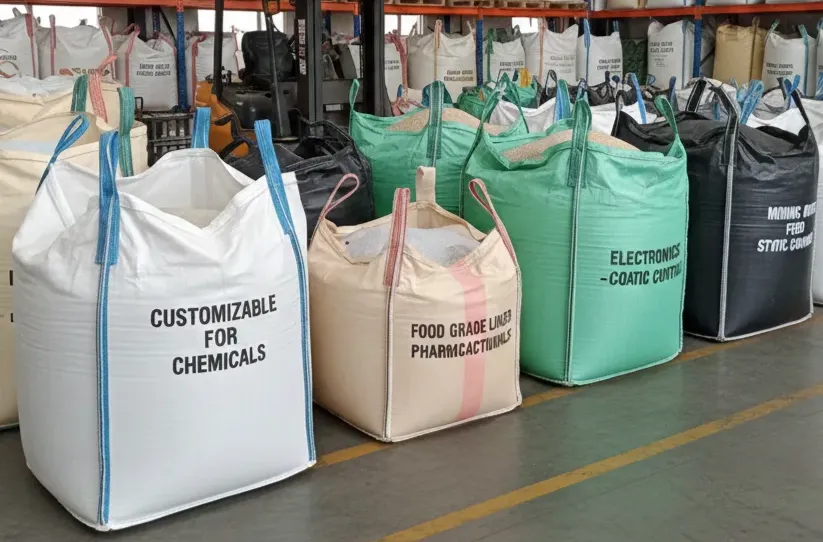 Custom FIBC jumbo bags for industrial bulk packaging and material handling
